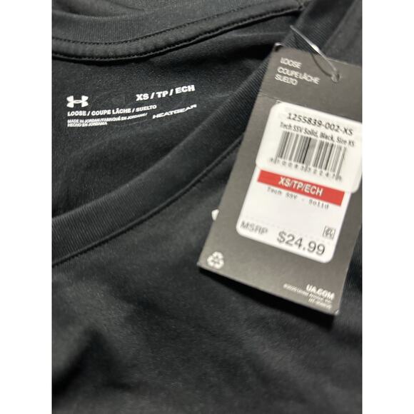 Under Armour Women's Tech 55V V-Neck Active Short Sleeve T-Shirt Black Size XS - Picture 4 of 5